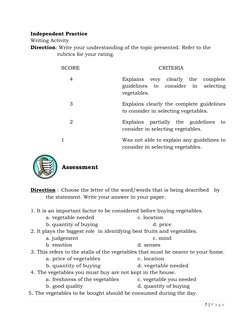 7 | P a g e
Independent Practice
Writing Activity
Direction: Write your understanding of the topic presented. Refer
