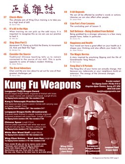 Kung Fu Weapons
Longquan (Taiji) Dragon Sword
Double edged straight blade, engraved & finished with brass
and copper. Comes w