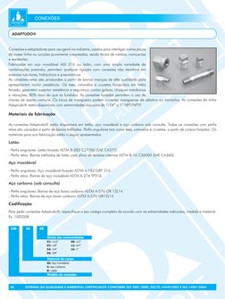 SISTEMAS DA QUALIDADE E AMBIENTAL CERTIFICADOS CONFORME ISO 9001:2000, ISO/TS 16949:2002 E ISO 14001:2004
CONEXÕES
ADAPTUD