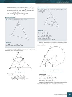 295
GEOMETRIA PLANA: ÁREAS
PROMILITARES.COM.BR
Seja BE a altura relativa ao lado AC do ∆ABC, então ABC
AC BE
S
.
2
⋅
=
No tri