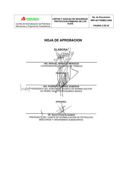 Comité de Normalización de Petróleos
Mexicanos y Organismos Subsidiarios
LENTES Y GOGLES DE SEGURIDAD.
PROTECCION PR