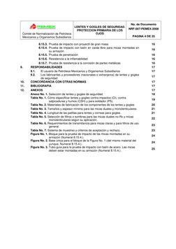 Comité de Normalización de Petróleos
Mexicanos y Organismos Subsidiarios
LENTES Y GOGLES DE SEGURIDAD.
PROTECCION PR
