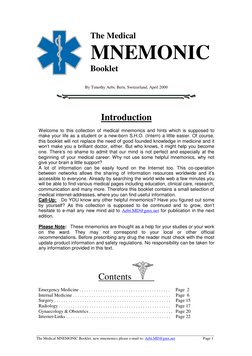 ____________________________________________________________________________________________
The Medical MNEMONIC Booklet, n