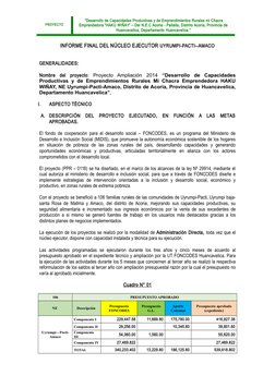 PROYECTO
“Desarrollo de Capacidades Productivas y de Emprendimientos Rurales mi Chacra
Emprendedora “HAKU WIÑAY” – Del N.E.C