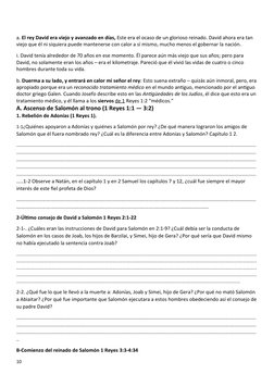a. El rey David era viejo y avanzado en días, Este era el ocaso de un glorioso reinado. David ahora era tan
viejo que él ni