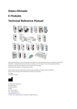 Datex-Ohmeda
E-Modules
Technical Reference Manual
Conformity according to the Council Directive 93/42/EEC concerning Medical