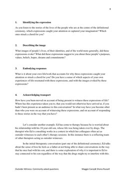 8
Outsider Witness: Commonly asked questions Maggie Carey& Shona Russell
1