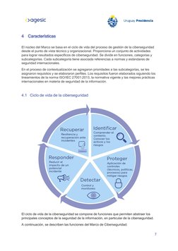 7
4 Características
El núcleo del Marco se basa en el ciclo de vida del proceso de gestión de la ciberseguridad
de
