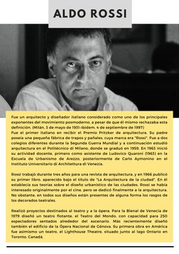 ALDO ROSSI
Fue un arquitecto (https://es.wikipedia.org/wiki/Arquitecto)y diseñador (https://es.wikipedia.org/wiki/Dise%C3%B