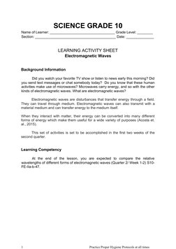 SCIENCE GRADE 10
Name of Learner: _________________________________ Grade Level: ________
Section: _______________________