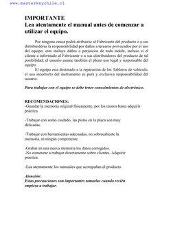IMPORTANTE
Lea atentamente el manual antes de comenzar a
utilizar el equipo.
Por ninguna causa podrá atribuirse al Fab