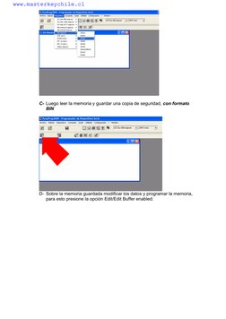 C- Luego leer la memoria y guardar una copia de seguridad, con formato
BIN
D- Sobre la memoria guardada modificar l