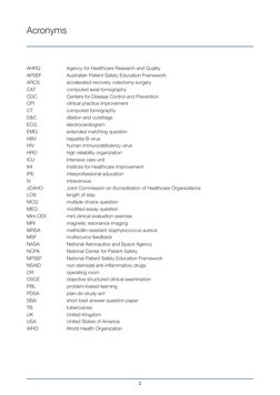 2
AHRQ
Agency for Healthcare Research and Quality
APSEF
Australian Patient Safety Education Framework
ARCS
accelerated recove