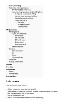 Vacuum molding
Fast mold making processes
Mechanized sand molding
Automatic high pressure sand molding lines
Horizontal sand