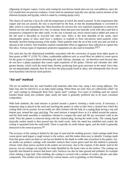 offgassing of organic vapors. Green sand casting for non-ferrous metals does not use coal additives, since the
CO (https://e
