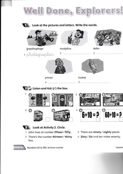 rc,
Look ot the pictures ond tetters. Write the words.
vmroo
tl&*%i cD
Y&;- Listen ond tick (/) the box.
"r,&
dobn
...,,1
Th