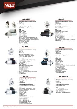 QD-055
Specification/Específicaciones Técnicas
Volt: 12V
Power: 2.2kw
Teeth: 9T
Rotation: CW
Applicable Models/Aplicaciones
C