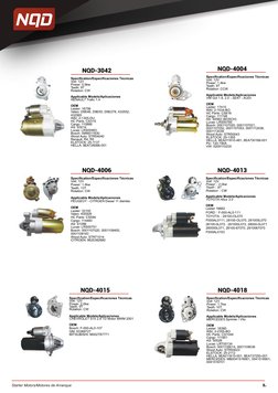 NQD-4004
Specification/Especificaciones Técnicas
Volt: 12V
Power: 1.4kw
Teeth: 9T
Rotation: CCW
Applicable Models/Aplicacione