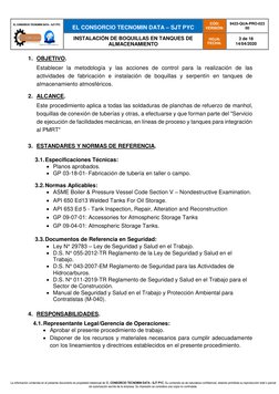 EL CONSORCIO TECNOMIN DATA – SJT PYC
CÓD:
VERSIÓN:
9423-QUA-PRO-023
00
INSTALACIÓN DE BOQUILLAS EN TANQUES DE
A