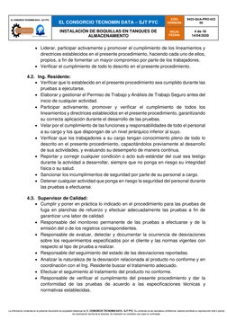 EL CONSORCIO TECNOMIN DATA – SJT PYC
CÓD:
VERSIÓN:
9423-QUA-PRO-023
00
INSTALACIÓN DE BOQUILLAS EN TANQUES DE
A