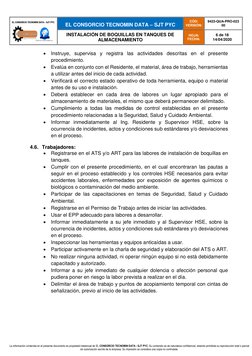 EL CONSORCIO TECNOMIN DATA – SJT PYC
CÓD:
VERSIÓN:
9423-QUA-PRO-023
00
INSTALACIÓN DE BOQUILLAS EN TANQUES DE
A