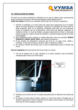 VII.- INSTALACION DE CRISOL
El crisol es una parte importante y delicada con la que se deben tomar precauciones
antes