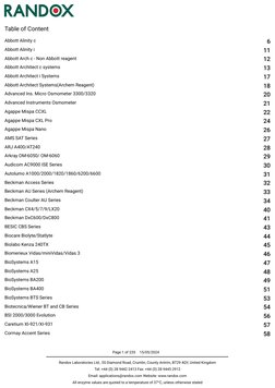 Table of Content
Abbott Alinity c
6
Abbott Alinity i
11
Abbott Arch c - Non Abbott reagent
12
Abbott Architect c systems
13
A