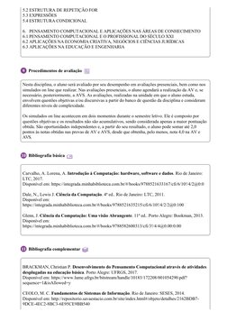 DIGITAIS
5.1 INSTRUÇÃO PARA MANIPULAÇÃO SIMPLES DE DADOS
5.2 ESTRUTURA DE REPETIÇÃO FOR
5.3 EXPRESSÕES
5.4 ESTRUTURA CONDICIO