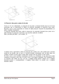 Elaborado por Prof. Queixa
Page 9
2.4 Projecções dum ponto no plano do desenho
Como já é do seu conhecimento, as p