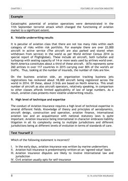 CHAPTER 1
FEATURES OF AVIATION INDUSTRY
8
IC-76 AVIATION INSURANCE
Example
Catastrophic potential of aviation operat