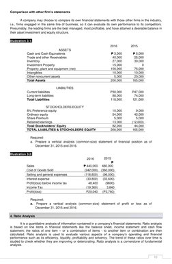 10
Comparison with other firm’s statements
A company may choose to compare its own financial statements with those ot