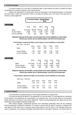 7
2. Trend Percentages
It is used to analyze 3 or more sets if comparative data. It used indexes and ratios to simplify