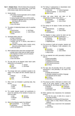 Part I I – Multiple Choice. Write the letter(s) that corresponds
to your best choice in your answer sheet. If ever none
o