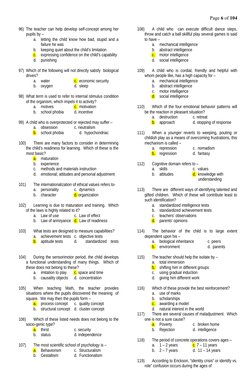 Page 6 of 104
96) The teacher can help develop self-concept among her
pupils by –
a.
letting the child know how bad, stupid