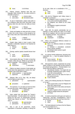 Page 9 of 104
b.
mores
d. all of these
161)
Filipinos, Koreans, Japanese have their own
languages, habits, dresses, etc