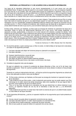 RESPONDA LAS PREGUNTAS 3 Y 5 DE ACUERDO CON LA SIGUIENTE INFORMACIÓN
Las leyes de la naturaleza determinan lo que ocurre n