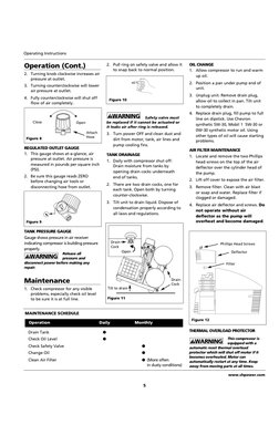 5
Operating Instructions
Operation (Cont.)
2. Turning knob clockwise increases air
pressure at outlet.
3. Turning countercloc