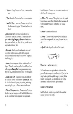 •
Monster – A large Creature that’s on a 50 or 60mm base
size.
•
Titan – A massive Creature that’s on a 120mm base size.
•