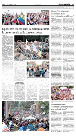 elsiglo.com.ve
INFORMACIÓN | A5
JUEVES | 13 | FEBRERO | 2014
CARACAS | EFE
El líder opositor venezolano
y dirigente del