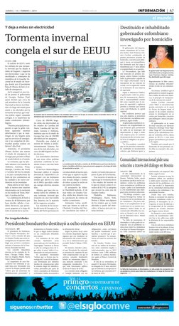 elsiglo.com.ve
INFORMACIÓN | A7
JUEVES | 13 | FEBRERO | 2014
el mundo
Atlanta | EFE
El sudeste de EEUU sufre
los embates