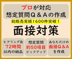 面接対策 プロが想定質問50問抽出/回答作成します 回答ポイント解説/アドバイス付 総販売実績1600件突破