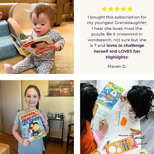 Kids enjoying their Highlights magazines, kits and more.