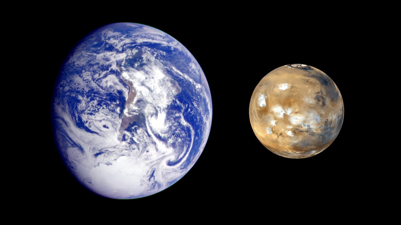 What If We’re All Martians? The Intriguing Idea That Life on Earth Began on the Red Planet A composite image of Earth and Mars side by side