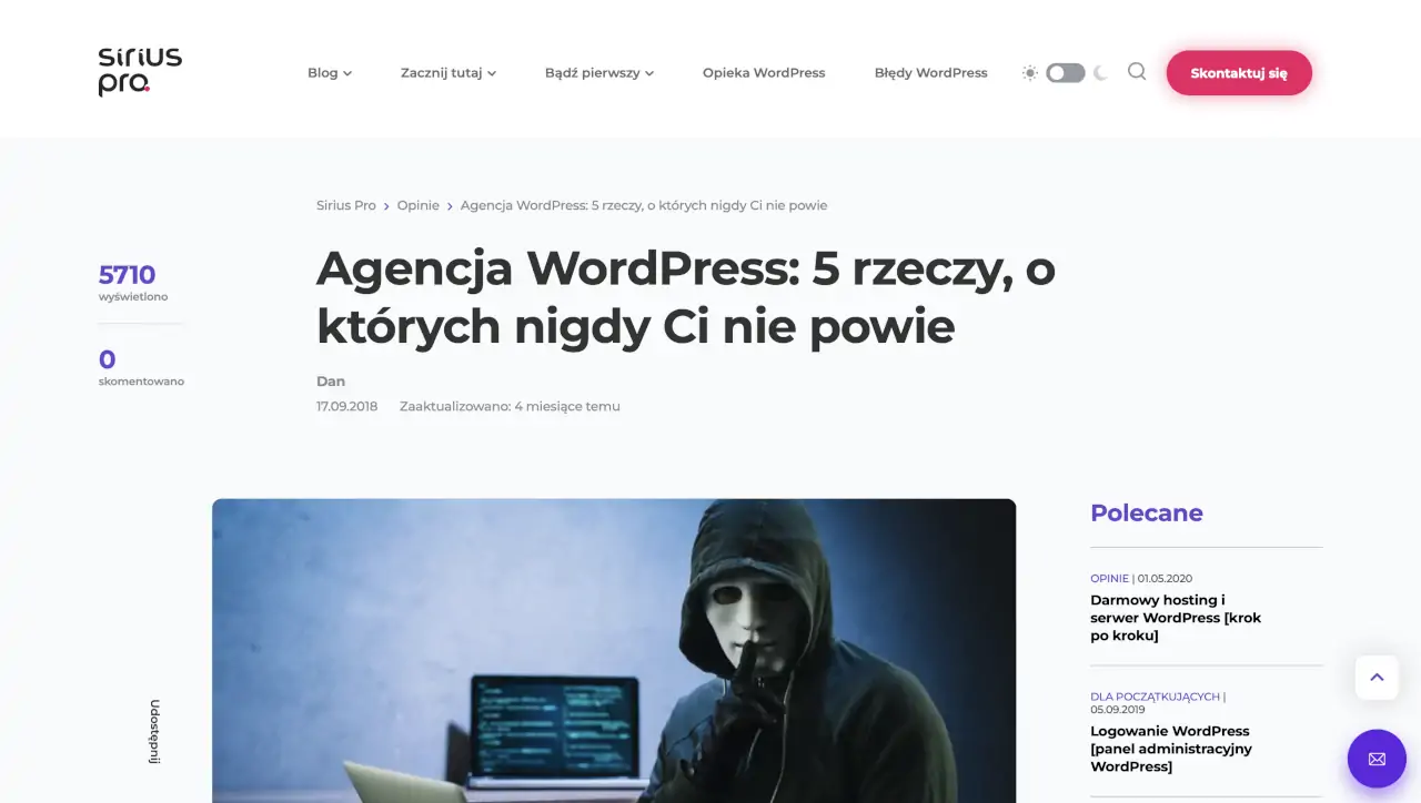 Pierwszy widoczny obszar na podstronie WordPress z wpisem Atrybut loading="lazy" - post