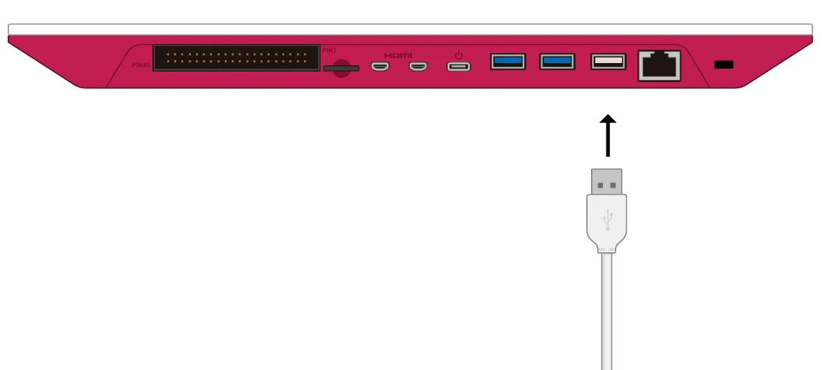 راهنمای کامل اسمبل و راهاندازی رزبری پای و Raspberry Pi 400 16 Connecting a mouse