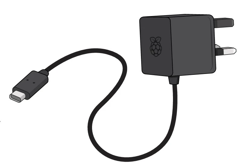 راهنمای کامل اسمبل و راهاندازی رزبری پای و Raspberry Pi 400 1 usb power suply