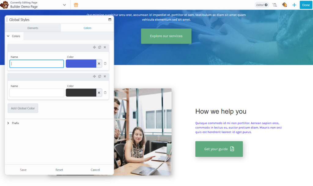 global colors beaver builder