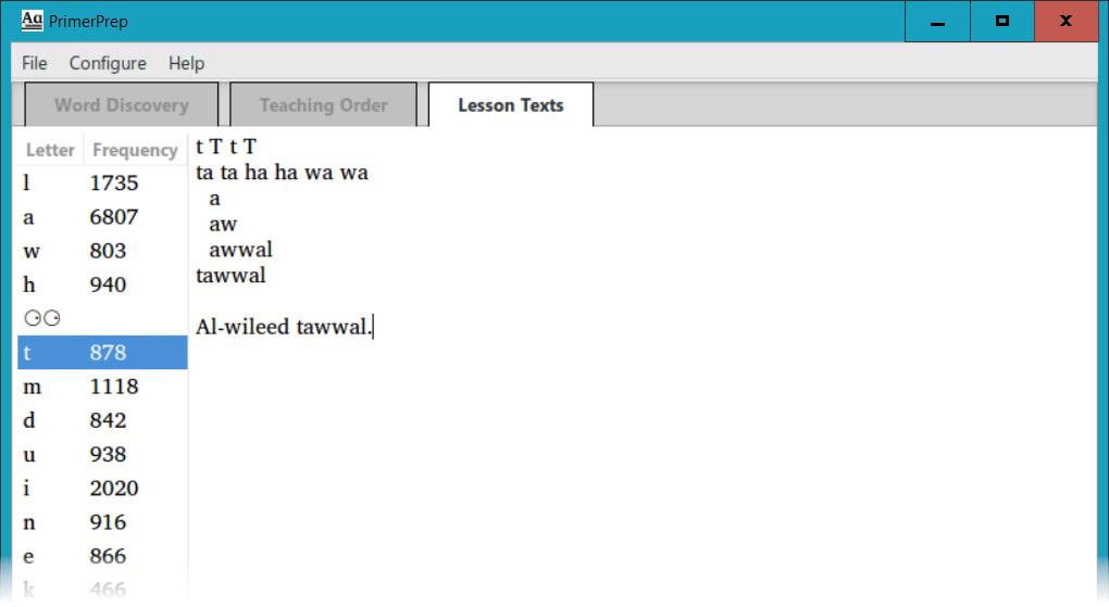 Lesson Texts example