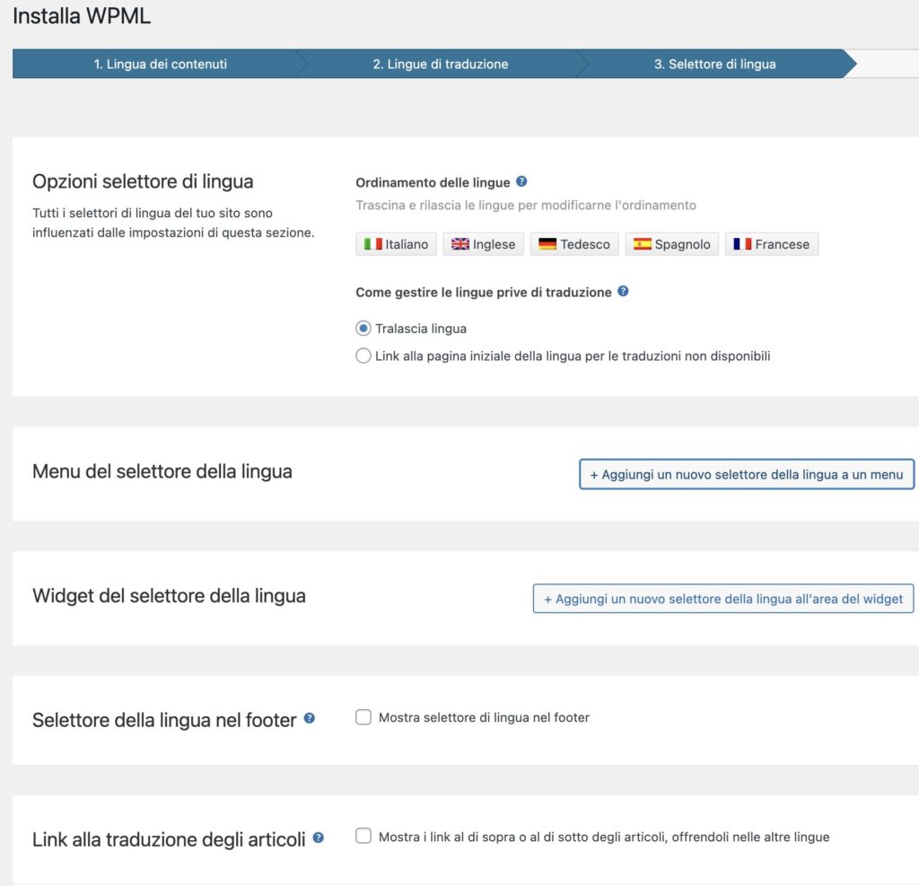 WPML - Selettore di lingua