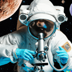DALL·E generation of astronaut with microscope